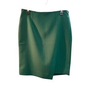 White House Black Market Skirt Size 10 Green Side Zipper Asymmetrical Pencil